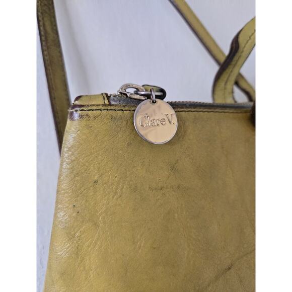 Clare V Womens Leather Marcelle Backpack Yellow Anthropologie Sunshine Rustic - Picture 4 of 12